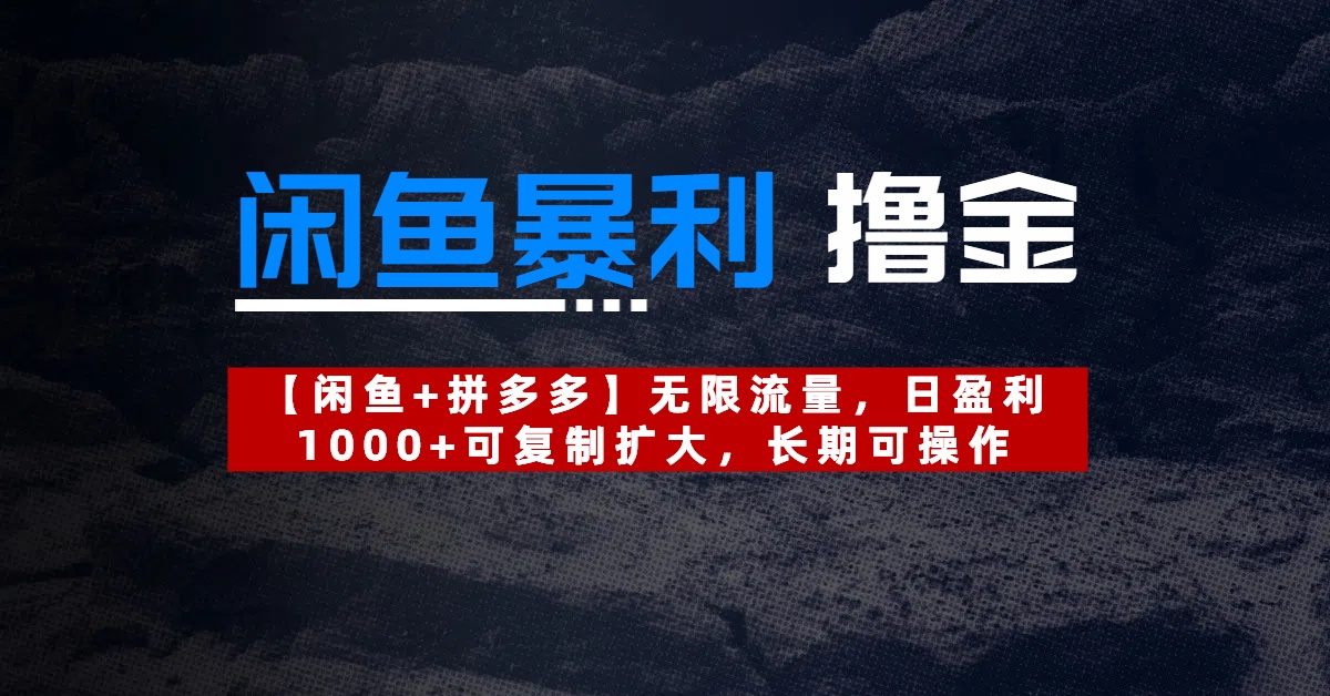 【闲鱼暴利撸金】无限流量，日盈利1000+可复制扩大，长期可操作