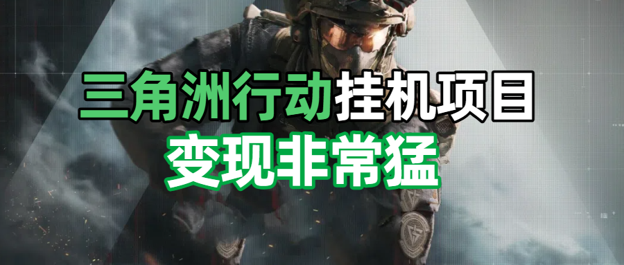 三角洲摸金挂机项目，变现非常猛！