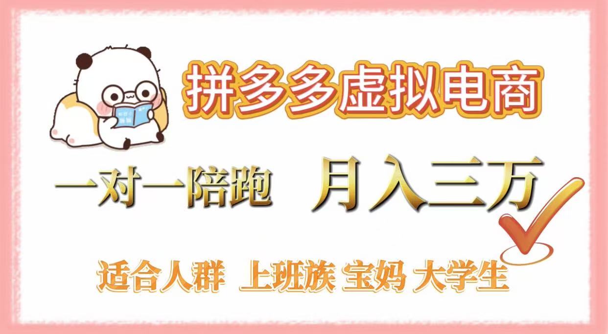 拼多多虚拟电商，一对一陪跑，月入3万，0囤货，轻资产，不发货